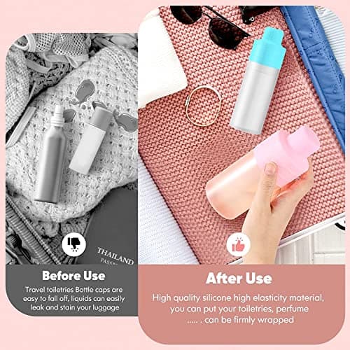 8Pcs Reusable Silione Accessory Elastic Sleeve for Leak Proofing,Silicone Leak Locks for Travel Sized Toiletries Skins,Travel Bag and Carry-on Luggage (Multi-Color) — view 2