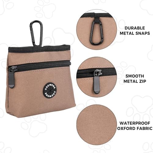 COOWONE Dog Treat Pouch with Pet Training Clicker, Detachable Dog Puppy Training Treat Bag, 900D Oxford Cloth Magnetic Closure Small Dog Walking Bag for Travel or Outdoor Use (coffee) — view 3