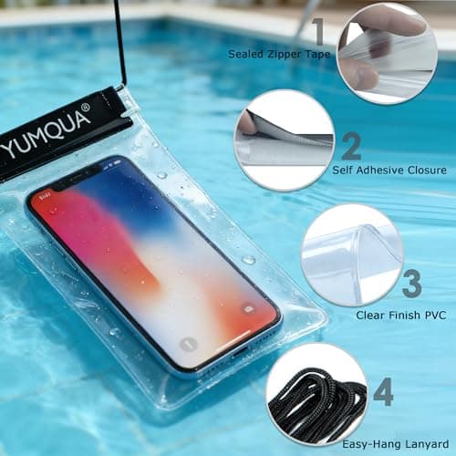 5Pack Waterproof Pouch, Clear Waterproof Bag for iPhone, Document, Passport, Map, Tablet, Camera, Water Proof Pouches Watertight Dry Bags Suitable for Kayaking, Boating, Swimming, Beach, Travel — view 4
