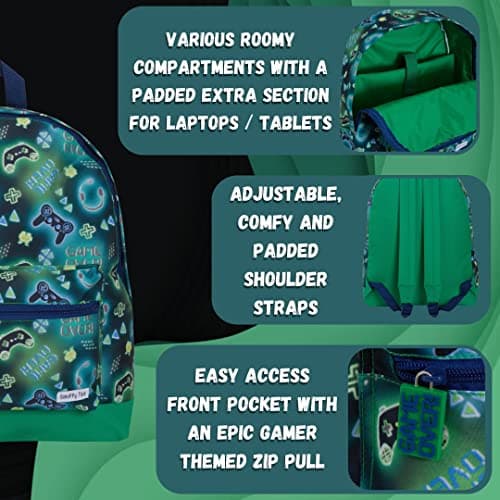 ScruffyTed Boys Gamer Backpack For Kids Girls Game Over Large Capacity Travel Rucksack College School Bag — view 3