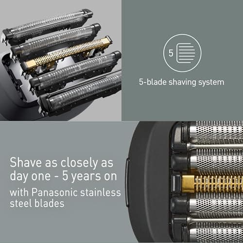 Panasonic ES-PV3B-K811 Series 900s Foil Shaver, Wet & Dry 5-Blade Electric Shaver for Men, Responsive Beard Sensor, USB-C, Carry Case, Matte Black — view 3