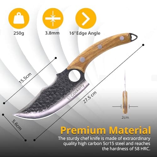 Cookerfy 6" Japanese Knife Set Style 6" Butcher Knife - Razor Sharp Chef Knives with Ergonomic Grip & Genuine Cowhide Leather Sheath - Carbon 5cr15 Steel Blade with Rosewood Handle - Kitchen Knives — view 5