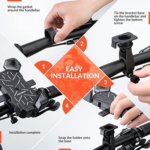 ROCKBROS Bike Phone Mount with Auto-lock, 360°Rotation Fit for 4.5-7.2” — view 4