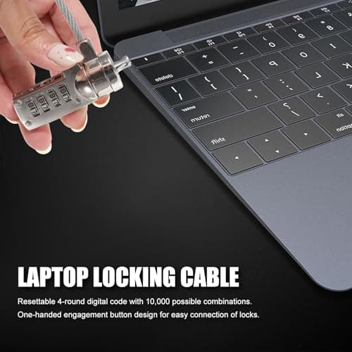 Portable Laptop Security Lock Cable with 10000 Combinations, Silver — view 5
