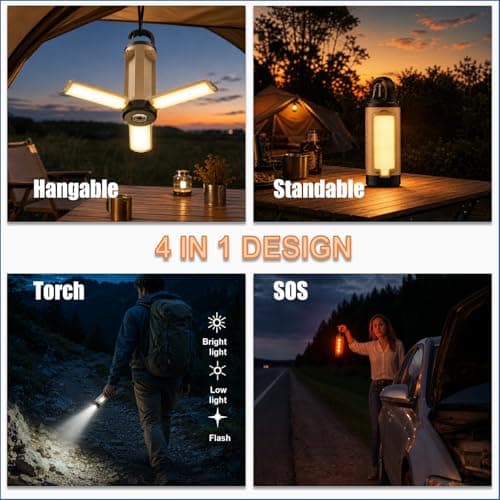 Beuaati Rechargeable Camping Lantern, 90° Foldable Light, 6 Modes, Torch — view 6