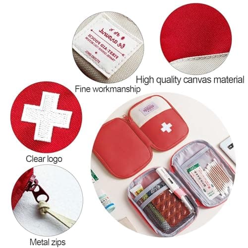 Travel Mini First Aid Pouch, 2 Pack Portable Mini First Aid Kit Storage Bag for Medicine Boxes, Reusable Medical Kits Empty Rescue Bag for Sports Camping Hiking Outdoor Activities Emergencymini — view 3