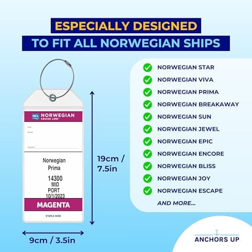 Norwegian (NCL) Cruise Luggage Tag Holders [4 Pack] – Waterproof, Durable Plastic with Steel Loops – Fits All Norwegian (NCL) Ships for Cruising in 2026, 2027 and 2028 – Cruise Essentials — view 3