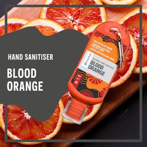 Palm Safe Blood Orange 3 Pack 60ml Anti Bacterial Premium Hand Sanitiser Travel Size Refillable Clip Bottle Quick Drying Non Sticky Extra Moisturising Kills 99.9% of Viruses and Bacteria — view 3