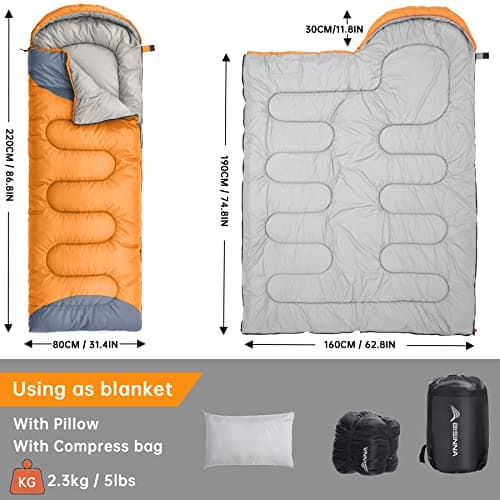 BISINNA 0 Degree Winter Sleeping Bags(480GSM) for Adults-Cold Weather Camping Sleeping Bag-Comfortable Warm Portable Sleeping Bags with Pillow Compression Sack for Backpacking Hiking Outdoor — view 2
