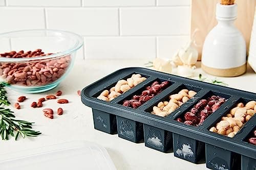 Souper Cubes 1/2 Cup Silicone Freezer Trays with Lids, Charcoal, 2-Pack — view 2