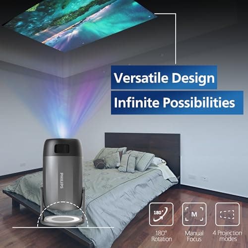 Philips, Neopix 150 home theater projector, Full HD 1920 x 1080p, 180 degree rotatable, LED light source, mirror mode, WLAN 6, stereo sound 2 x 3 watts, black — view 2