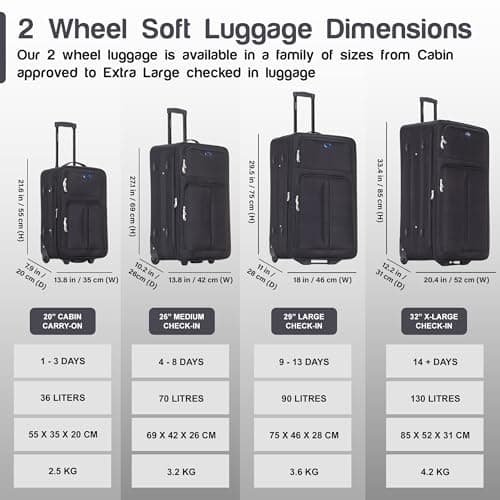 Aerostar Medium 26” Lightweight Softshell Expandable Suitcase, Check in Luggage 2 Corner Wheels with Integrated Combination Lock (Black, 70 litres) — view 5