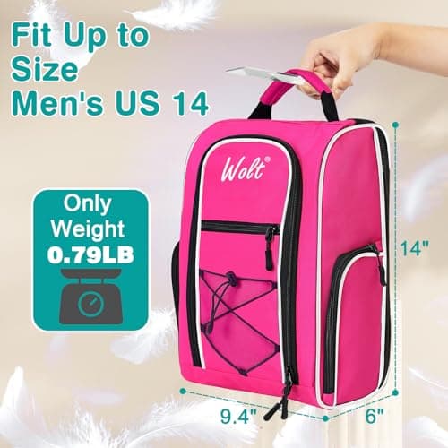 Wolt Golf Shoe Bag - Sports & Travel Shoes Carrier Bags with Ventilation & Double Outside Accessory Pocket for Socks, Tees, Golf Balls, Etc. for Women and Men (Pink) — view 2