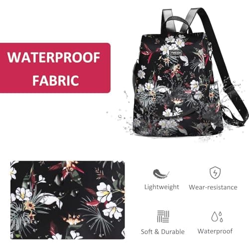 Fmeida Anti Theft Backpack for Women Small Travel Rucksack Water Resistant — view 6