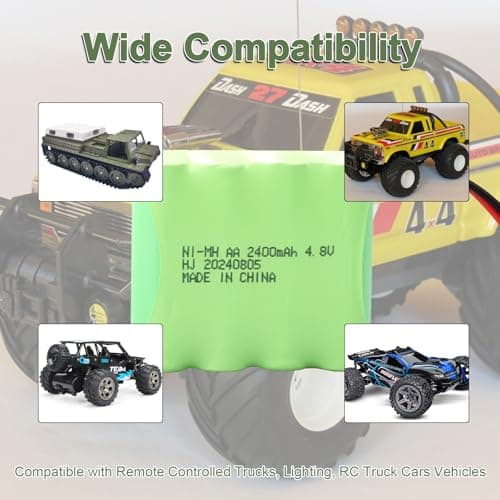 2PCS NiMH RC Rechargeable Battery Pack 4.8V 2400mAh with SM 2P Connector, Suitable for Radio-Controlled Car, Electric Toy Car Vehicles, Remote Controlled Trucks, Power Tools — view 3