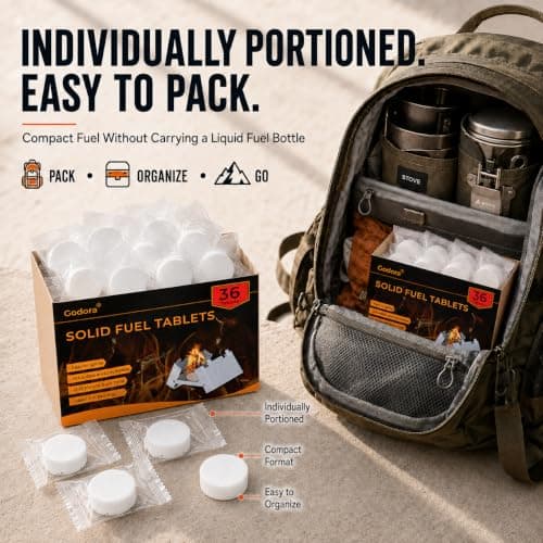 Godora Solid Fuel Tablets, 36 Pack, 15g Each, for Camping Stoves — view 3