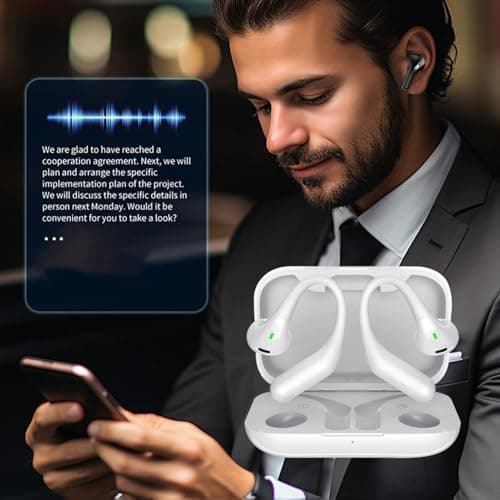 Real Time Translation Earbuds with Active Noise Cancellation Wireless Bluetooth Translator Earphones Support Multi Languages for Travel and Business (White) — view 5