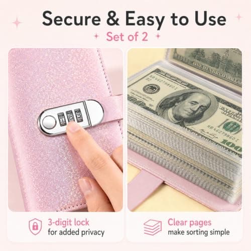 Kdkoeo 2 PCS 100 Page Reusable Money Saving Wallet with Combination Lock — view 6