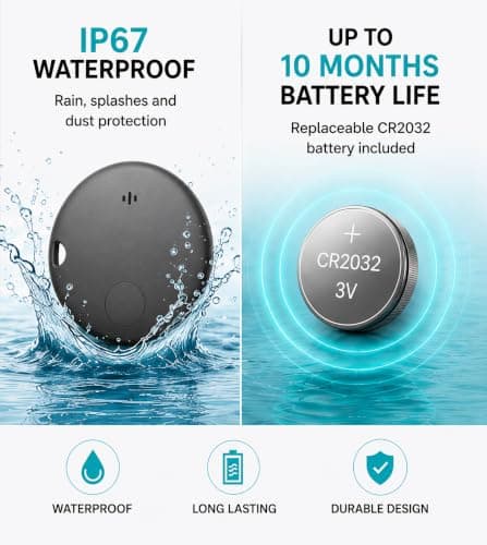 Bluetooth Tracker Tag 2 Pack, Keys Finder and Item Locator for Keys, Wallet, Bags, Luggage and More, Phone Finder, Both iOS and Android Compatible & IP67 Waterproof — view 5