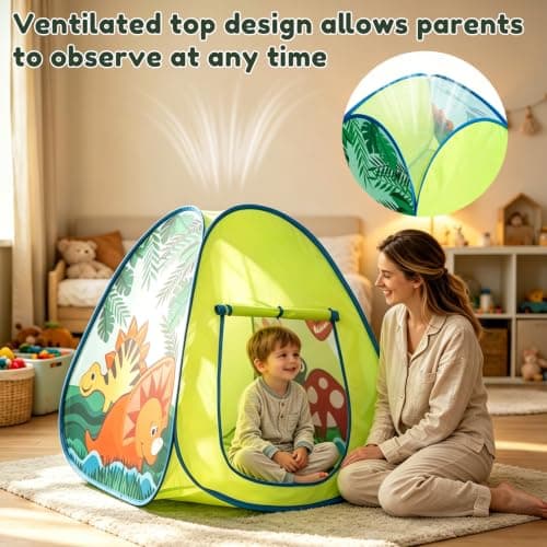 Dinosaur Kids Pop up Play Tent, Playhouse for Kids Indoor Outdoor, Foldable Toddler Tent, Toy House for Girls and Boys Gift — view 4
