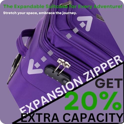 ATX Luggage 26” Medium Suitcase Expandable Durable Lightweight Suitcase with 2 Wheels & Built-in 3 Digit Combination Lock (Purple, 79 Liter) — view 2