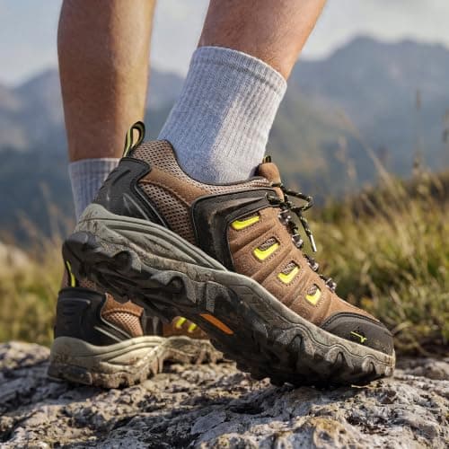 NORTIV 8 Men's Hiking Shoes,Black/Brown/Yellow,9 — view 2