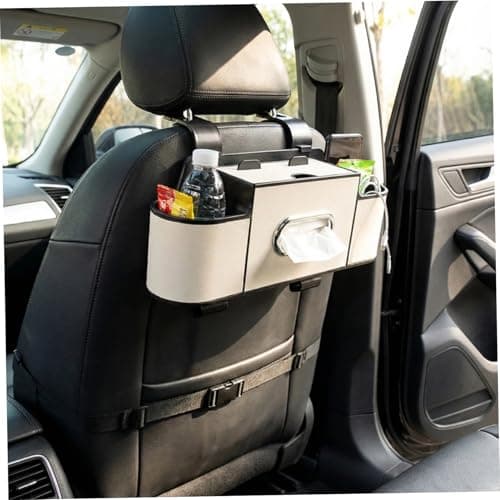 Car Backseat Organizer, 4 in 1 Multifunctional Back Seat Car Organizer with Adjustable Hook for Hold Tissue Box, Phone, Snacks, Drinks, Handbag — view 2