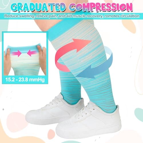 Zuimei 6 Pairs Women Plus Size Leg Compression Socks Wide Calf Compression Support Socks for Women Ideal for Flight Travel Varicose Veins XXL — view 5