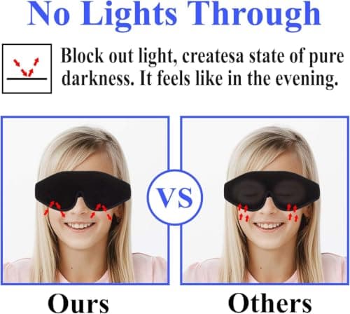 3D Sleep Mask for Kids, Light Block Sleeping Blindfold Memory Foam Contoured Eye Mask for Sleep, Adjustable Strap Eye Cover and Travel Sleep Mask for Boys Girls Blue — view 6