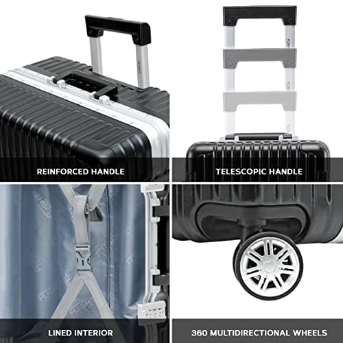 Flight Knight Premium Travel Suitcase - 8 Spinner Wheels - Built-in TSA Lock Lightweight Aluminium Frame, ABS Hard Shell Carry on Check in Luggage Highly Durable - Approved for Over 100 Airlines — view 4
