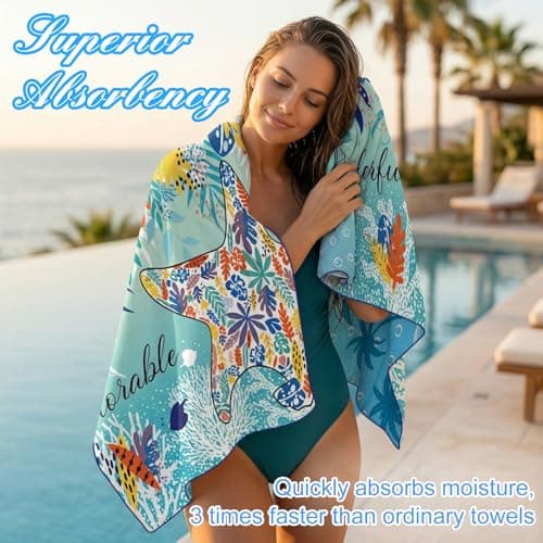 2 Pcs Microfibre Beach Towels for Adults,Microfibre Lightweight Beach Towel — view 3