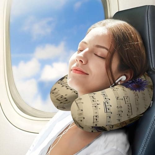 FekiLoot Music Sheet Neck Pillow Soft U Shaped Travel Pillow Portable Headrest Neck Support Cozy Memory Foam Pillows for Airplane Car Home Office Sleeping Essentials — view 3