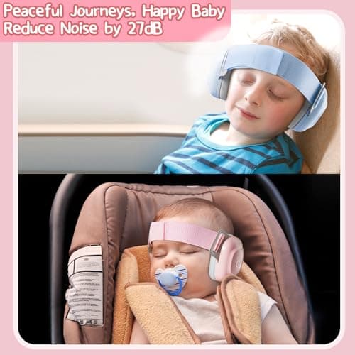 Baby Ear Defenders, Noise Reduction Earmuffs for 0-48 Months,SNR 27dB, Soft Earpads,Adjustable Headband,Comfortable Toddler Headphones Against Hearing Damage Improves Sleep,Travel Essentials (Black) — view 3