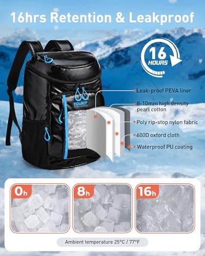 TOURIT Cooler Backpack 30 Cans, Insulated Leak-Proof Bag for Camping, Beach — view 3