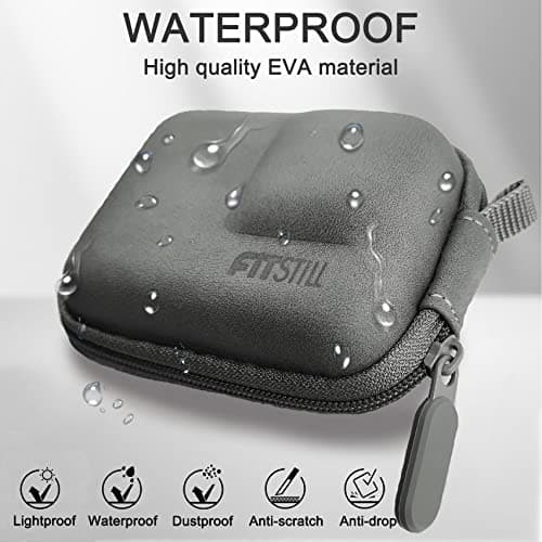 FiTSTILL Grey Mini Carrying Bag Case for Go Pro Hero 13/12/11/10/9/8/7/(2018)/6/5 Black,Hard Shell Travel Storage Case for DJI Osmo Action 2,AKASO,Campark,YI Action Camera and More — view 3