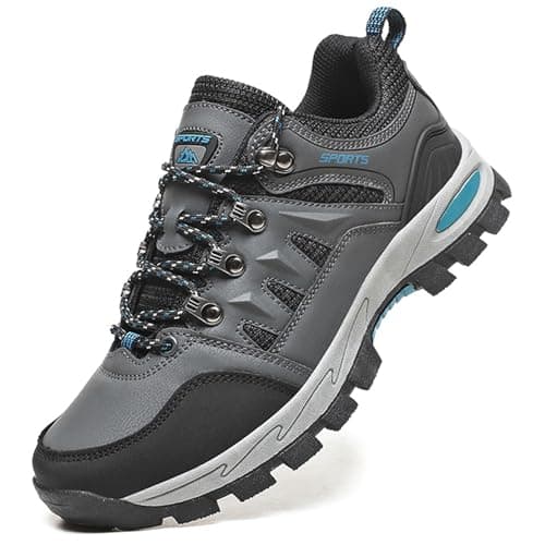 Topwolve Hiking Boots Men's Women's Waterproof Walking Shoes Low Rise Trekking Climbing Shoes Outdoor Backpacking Camping Trails Shoes,Grey,5 UK
