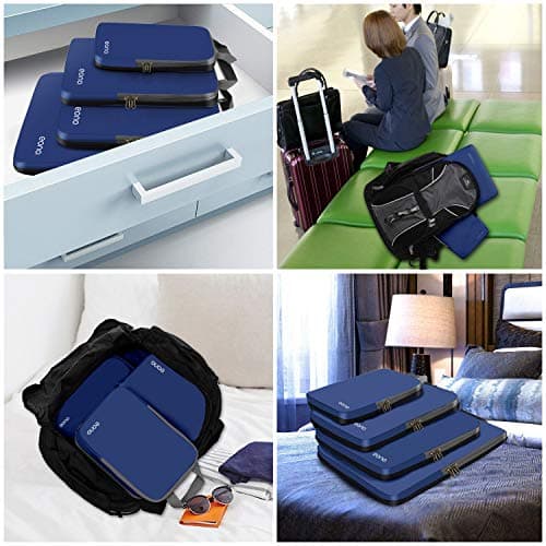 Eono Compression Packing Cubes, Luggage Organiser Set, Extensible Suitcase Organiser, Packing Organisers for Suitcases, Packing Cubes for Travel or Home Storage - Navy, 3 Set — view 6