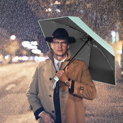 Sykerout Compact Travel Umbrella - Lightweight, Windproof, UV Protection, with Capsule Case, Perfect for Women's Handbags (Mint Green) — view 5