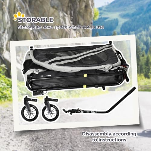 PawHut Dog Bike Trailer 2 in 1 for Medium Dogs 134L x 60W x 101H cm Grey — view 5