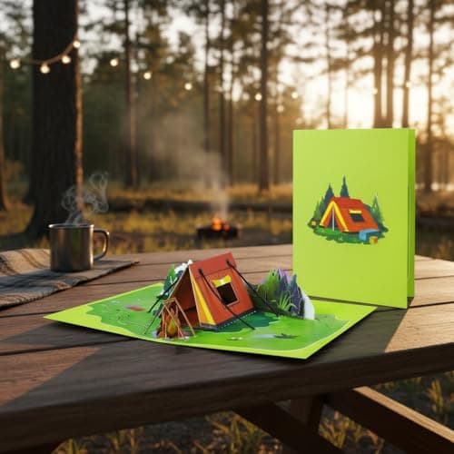 GREETING ART Pop Up Birthday Card for Him,Camping 3D Pop Up Greeting Card, Outdoor Nature Birthday Card, Retirement Card,Thank You Card Outdoors, Camping Card for Husband Dad — view 2