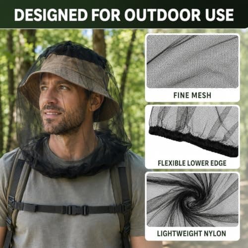 4 Pcs Mosquito Head Net, Midge Nets for Head, Nylon Mosquito Head Protecting — view 4