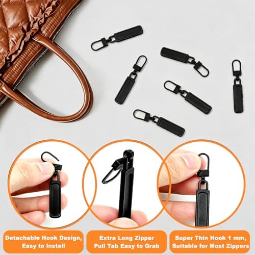 JXAurix 6 Piece Zip Repair Set, Zip Repair Kit Replacement Zipper for Zip Metal Zipper Pull for Clothes, Luggage, Backpacks and Suitcases — view 5