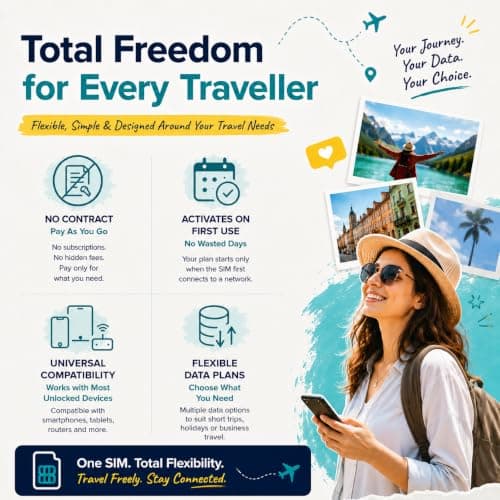 UK & Europe (35+ Countries & Turkey) Global Prepaid UNLIMITED Data Only Travel SIM Card (3GB/day,10 Days) | 5G/4G High Speed 3 IN 1 SIM | Ready to use | Auto Connecting | Hotspot mobile WiFi — view 3