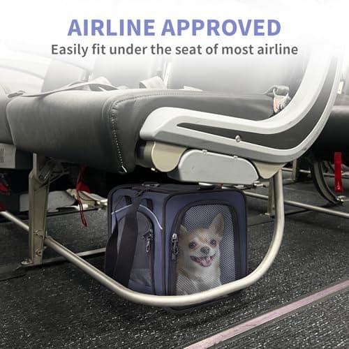 Petsfit Airline Approved Carrier, Cat Transport Carrier for Small Dogs,Foldable small dog Carriers Two-Way Placement on Plane Pet Carriers for Travelling,Blue,49cm*23cm*30.5cm — view 4