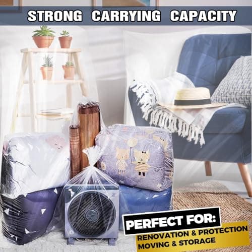 4 PCS Extra Large Clear Plastic Storage Bags - 100 ×140cm Clear Large Plastic Bags for Clothes, Furniture, Luggage, Suitcase, Quilts, Chair, Bike - Waterproof Big Plush Storage Bag - Suitcase Cover — view 6