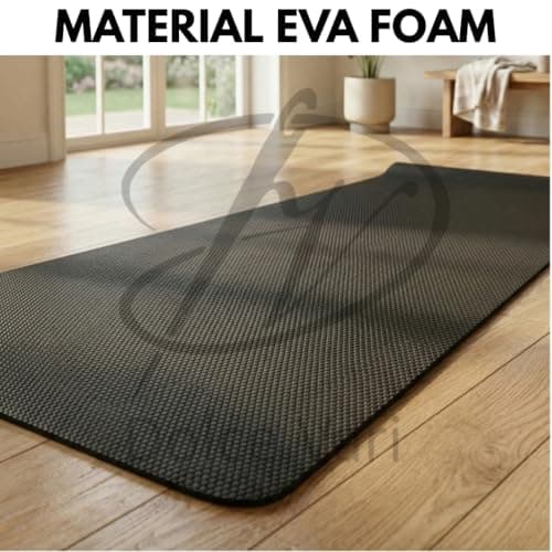 Yoga Mat – Multi-Purpose Extra Thick Foam Exercise Mats Workout & Therapy – Home & Gym Equipment Accessory (Black) — view 2