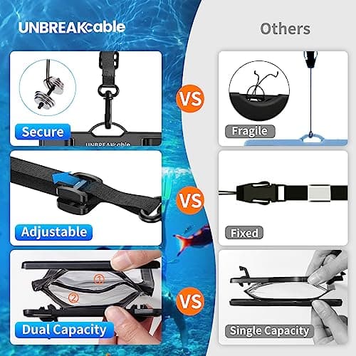 UNBREAKcable Double Capacity Waterproof Phone Pouch, IPX8 Waterproof Phone Case Underwater Dry Bag with 2 bags separated for Vacation Beach Swimming [2-Pack, Up to 7''] — view 4