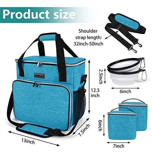 BAGLHER Dog Travel Bag, Pet Travel Bag (All Pet Travel Supplies), with 2 Pet Food Containers and 2 Collapsible Silicone Bowls; Essential Kits for Pet Travel Sky Blue — view 3