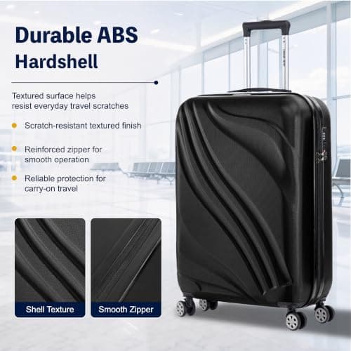 Luggage Depot Large Suitcase, 75x50x27cm with TSA Lock and Side Hook, Black — view 3