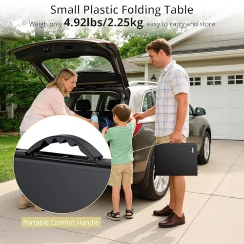 Anbte 2ft Small Folding Camping Table, Waterproof Plastic Tabletop, 58x40cm — view 6